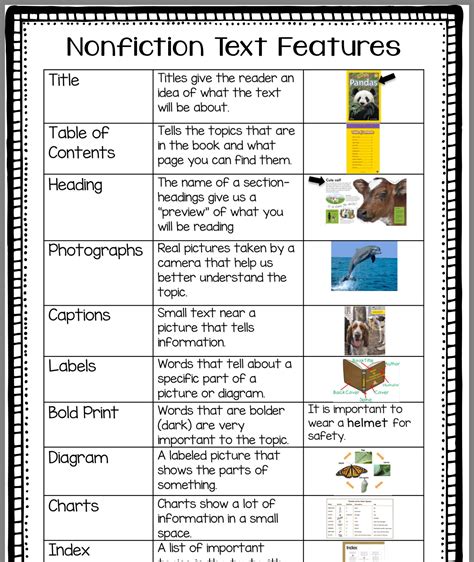 Free Printable Nonfiction Text Features Worksheet